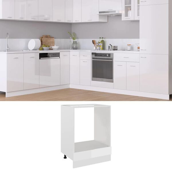 vidaXL Meuble de four "Riga" Blanc brillant 60 x 46 x 81,5 cm Bois d'ingénierie