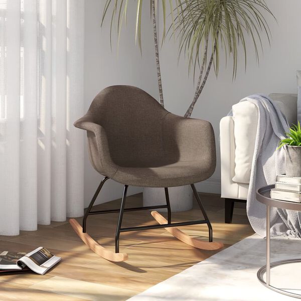 vidaXL Chaise &agrave; bascule Taupe Tissu