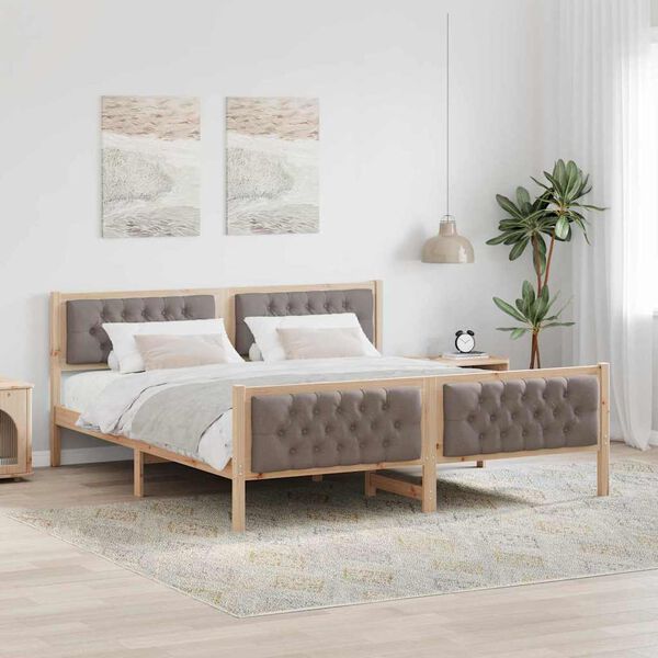 vidaXL Cadre de lit avec tête de lit Taupe 160 x 200 cm Pin massif