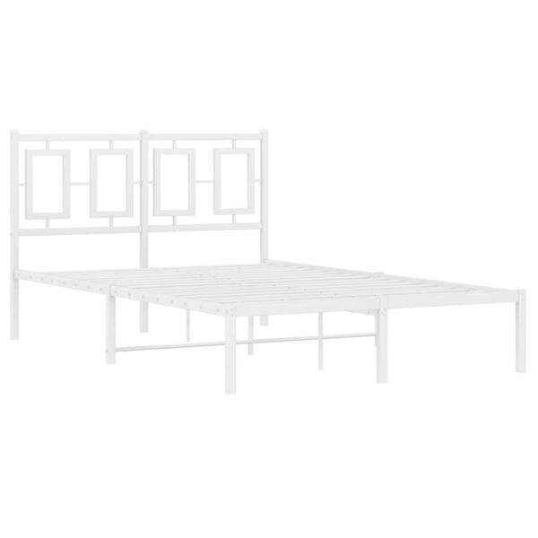vidaXL Cadre de lit m&eacute;tal sans matelas et t&ecirc;te de lit blanc 120x200 cm