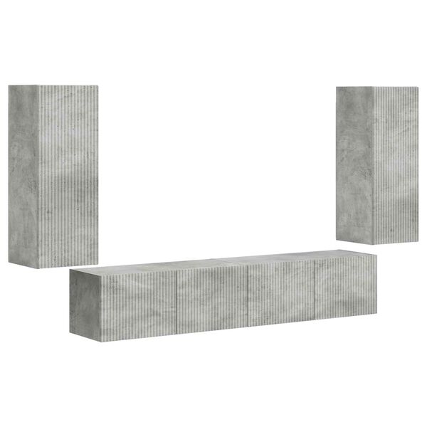 vidaXL Ensemble de meuble TV mural 4 pcs Gris b&eacute;ton Bois d'ing&eacute;nierie