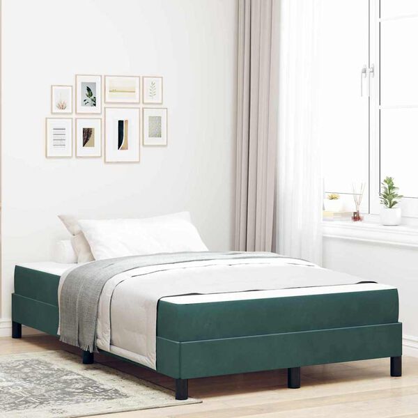 vidaXL Lit &agrave; ressorts avec matelas Vert fonc&eacute; 120 x 200 cm tissu