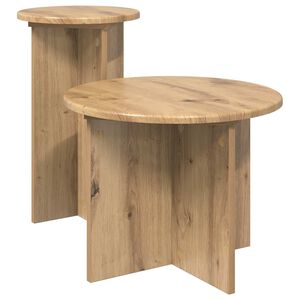 vidaXL Ensemble de tables d'appoint 2 pcs Ch&ecirc;ne artisanal