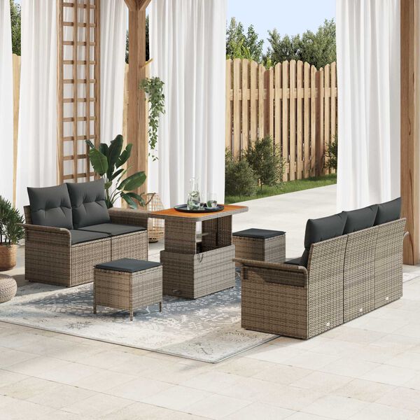 vidaXL Ensemble de canapé de jardin 8 pcs Gris polyrotin