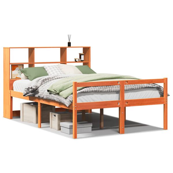 vidaXL Lit biblioth&egrave;que sans matelas cire marron 120x200cm bois massif