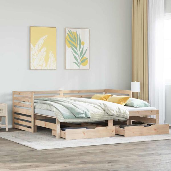 vidaXL Lit de jour avec tiroirs sans matelas 90x200 cm bois massif