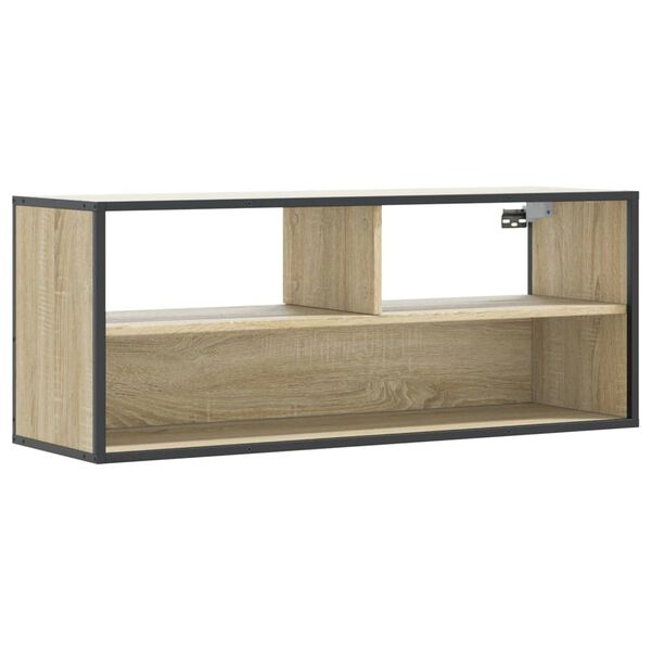 vidaXL Meuble TV ch&ecirc;ne sonoma 100x31x39,5cm bois d'ing&eacute;nierie et m&eacute;tal