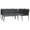 vidaXL Ensemble de canap&eacute;s de jardin et coussins noir acier textil&egrave;ne