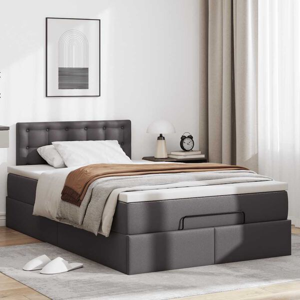 VidaXL Cadre de lit ottoman avec matelas gris 120x200 cm similicuir