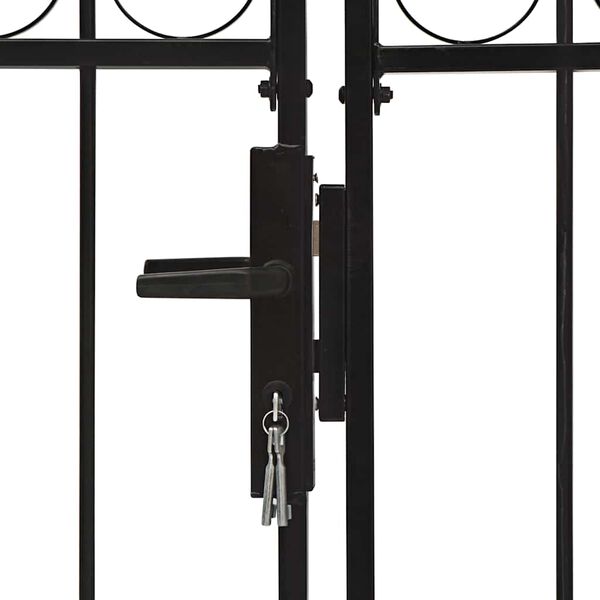 vidaXL Portillon double porte avec dessus arqu&eacute; Acier 300x175 cm Noir