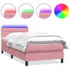 vidaXL Sommier &agrave; lattes de lit avec matelas et LED rose 80x210 cm velours