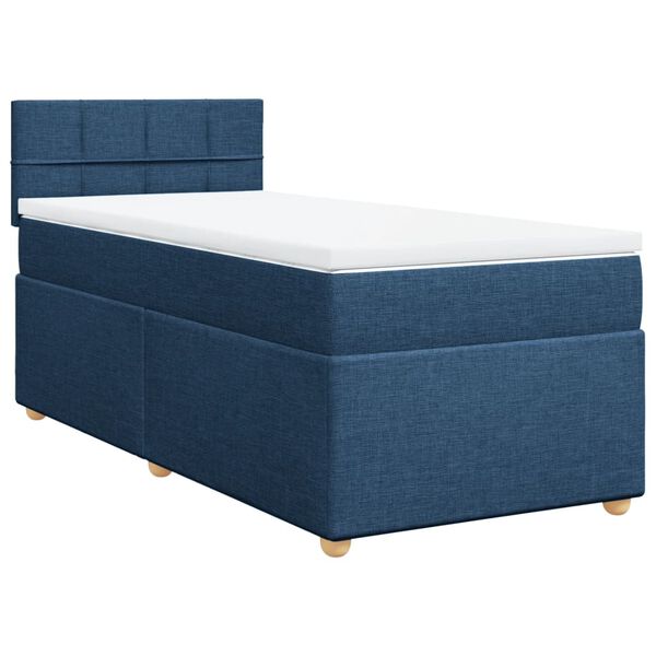 vidaXL Sommier &agrave; lattes de lit avec matelas Bleu 100x200 cm Tissu