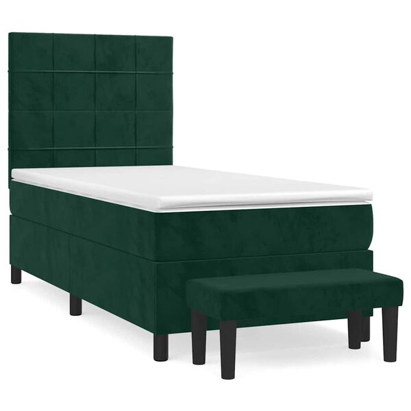 vidaXL Sommier &agrave; lattes de lit avec matelas Vert fonc&eacute; 100x200 cm