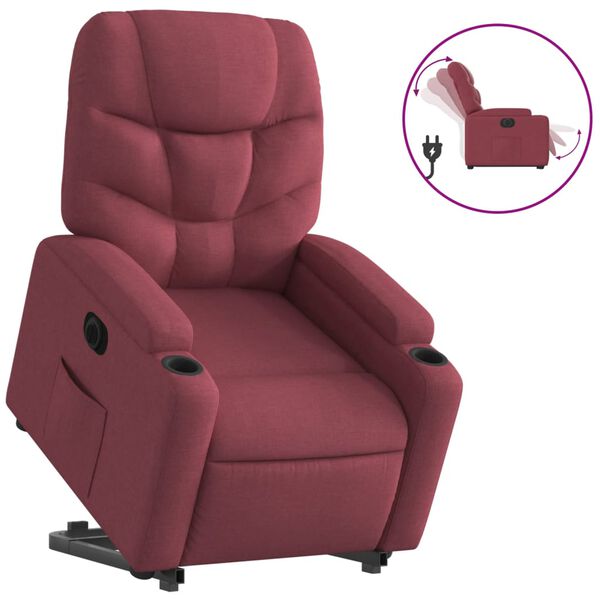 vidaXL Fauteuil inclinable &eacute;lectrique rouge bordeaux tissu