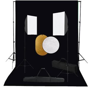 vidaXL Kit de studio photo bo&icirc;tes &agrave; lumi&egrave;re toile de fond r&eacute;flecteur
