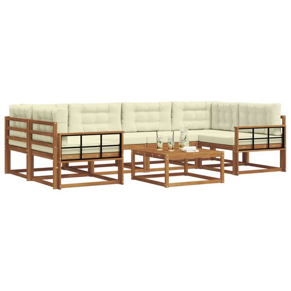 vidaXL Ensemble de canap&eacute;s d'ext&eacute;rieur 7 pcs Naturel et Cr&egrave;me