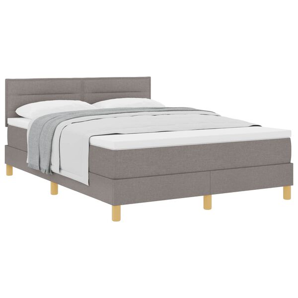 vidaXL Lit &agrave; ressorts avec matelas Taupe 160 x 200 cm tissu