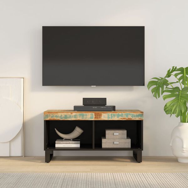 vidaXL Meuble TV 85x33x43,5 cm bois massif de r&eacute;cup&eacute;ration