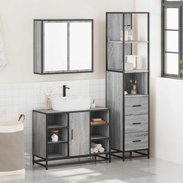 vidaXL Ensemble de meubles de salle de bain 3 pcs Sonoma gris