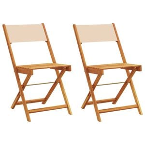 vidaXL Chaises pliantes 2 pi&egrave;ces Beige Bois massif d'acacia et tissu