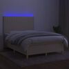 vidaXL Sommier &agrave; lattes de lit et matelas et LED Cr&egrave;me 140x190cm Tissu