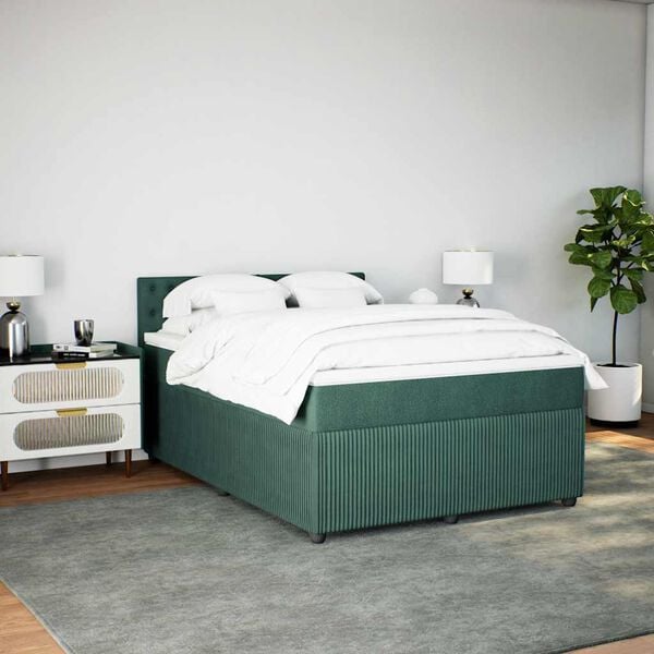 vidaXL Sommier &agrave; lattes de lit et matelas Vert fonc&eacute; 140x190cm Velours