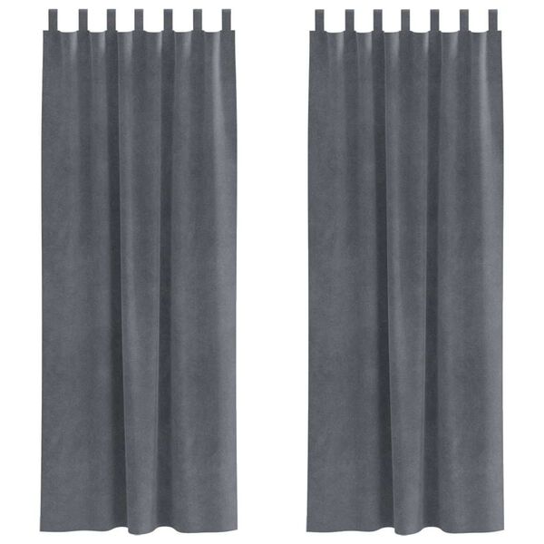 vidaXL Rideaux occultants 2 pcs Gris clair 140 x 245 cm Velours