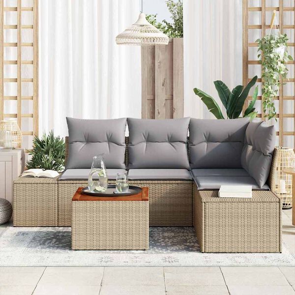 vidaXL Ensemble de canap&eacute; de jardin 5 pcs Beige et Gris clair