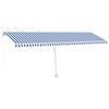 vidaXL Store banne manuel avec LED solaire 6 x 3 m Ray&eacute; bleu et blanc