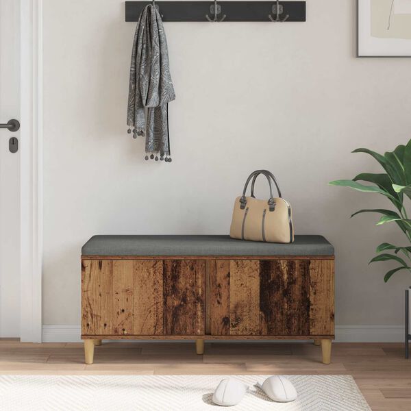 vidaXL Banc d'entr&eacute;e avec coussin Bois ancien 100 x 38 x 46 cm