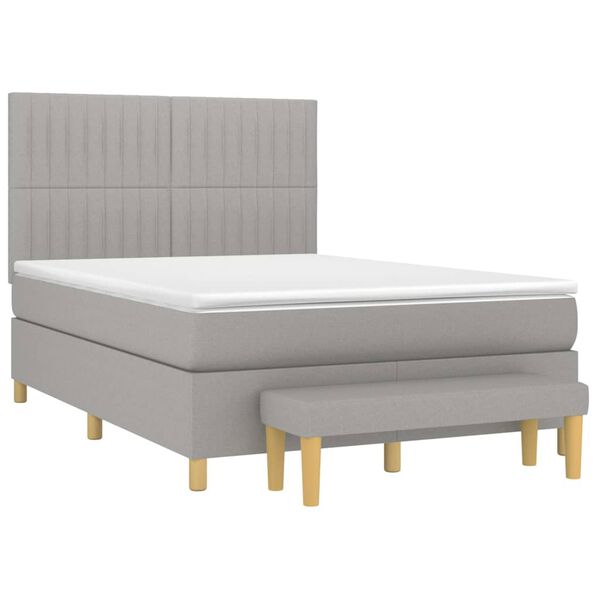 vidaXL Sommier &agrave; lattes de lit avec matelas Gris clair 140x190cm Tissu
