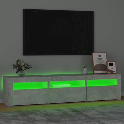 vidaXL Meuble TV avec lumières LED Gris béton 180x35x40 cm