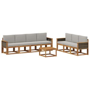 vidaXL Ensemble de canap&eacute;s d'ext&eacute;rieur 7 pcs Naturel et gris clair