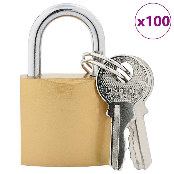 vidaXL U Lock avec Cl&eacute;s 100 pcs Laiton Fer