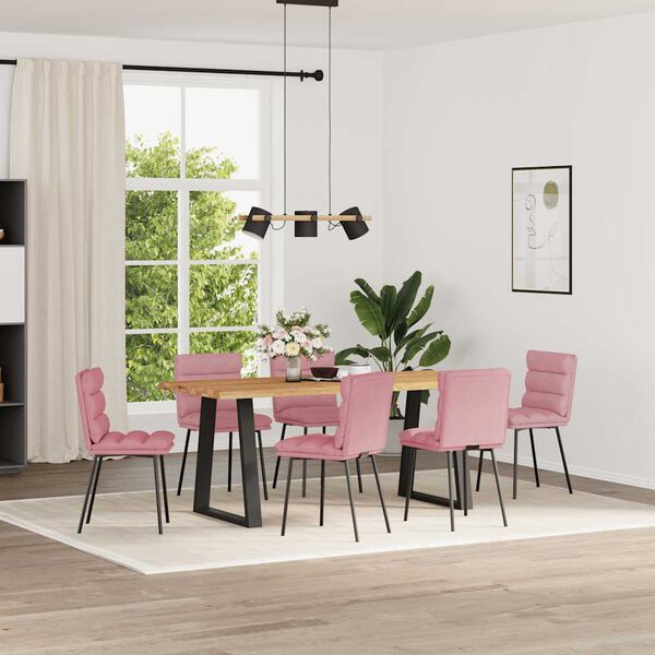 vidaXL Chaises &agrave; manger lot de 6 rose velours