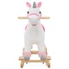 vidaXL Licorne &agrave; bascule Peluche 65x32x58 cm Blanc et rose