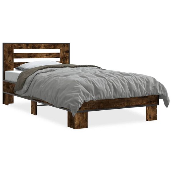 vidaXL Cadre de lit sans matelas chêne fumé 75x190 cm