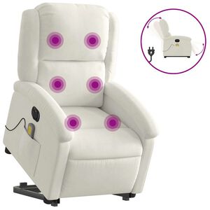 vidaXL Fauteuil inclinable de massage &eacute;lectrique cr&egrave;me velours