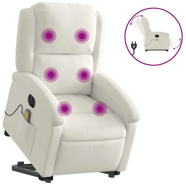 vidaXL Fauteuil inclinable de massage &eacute;lectrique cr&egrave;me velours