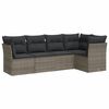 vidaXL Salon de jardin 5 pcs avec coussins gris r&eacute;sine tress&eacute;e