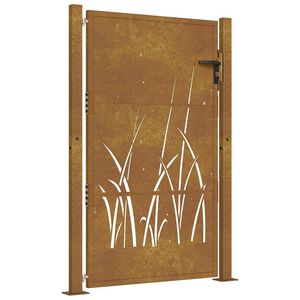 vidaXL Portail de jardin 100x125 cm en acier Corten avec motif gazon