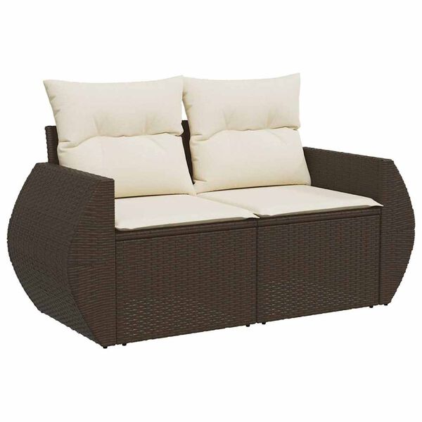 vidaXL Salon de jardin 4 pcs avec coussins marron résine tressée