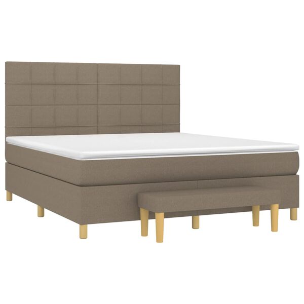 vidaXL Sommier &agrave; lattes de lit avec matelas Taupe 160x200 cm Tissu