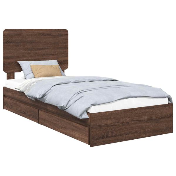 vidaXL Lit de Rangement Ch&ecirc;ne brun 90 x 200 cm Bois d'ing&eacute;nierie