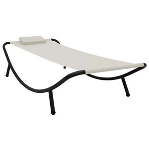 vidaXL Lit de jardin cr&egrave;me 200x90 cm acier