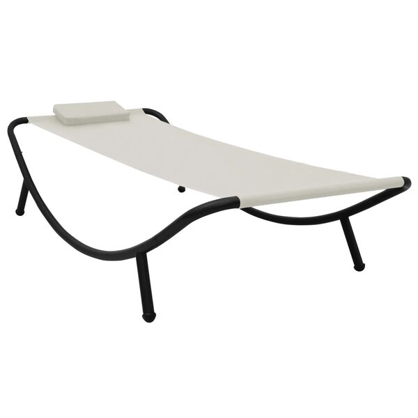 vidaXL Lit de jardin cr&egrave;me 200x90 cm acier