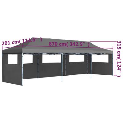 vidaXL Tente de réception pliable avec 5 parois 3 x 9 m Anthracite
