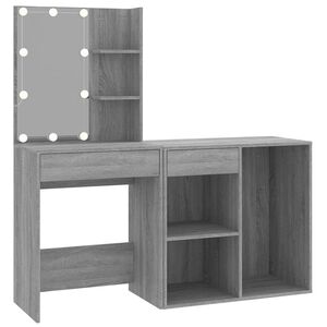 vidaXL Coiffeuse &agrave; LED avec armoire Sonoma gris Bois d'ing&eacute;nierie