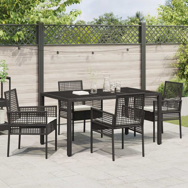 vidaXL Ensemble de salle &agrave; manger pour jardin 5 pcs Noir polyrotin