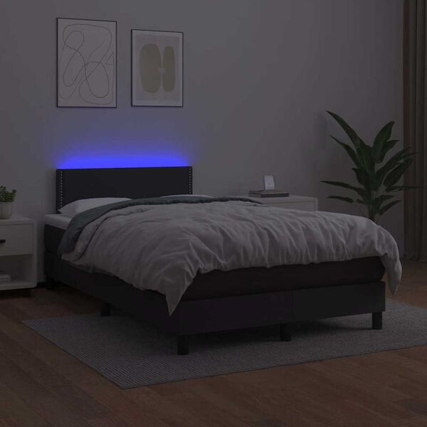 vidaXL Sommier à lattes de lit matelas LED noir 120x190 cm similicuir